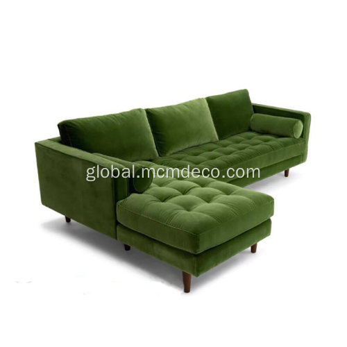 Modern Sectional Sofa Sven Green Fabric Left Sectional Sofa Manufactory